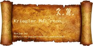 Kriegler Márton névjegykártya