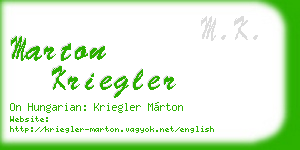 marton kriegler business card